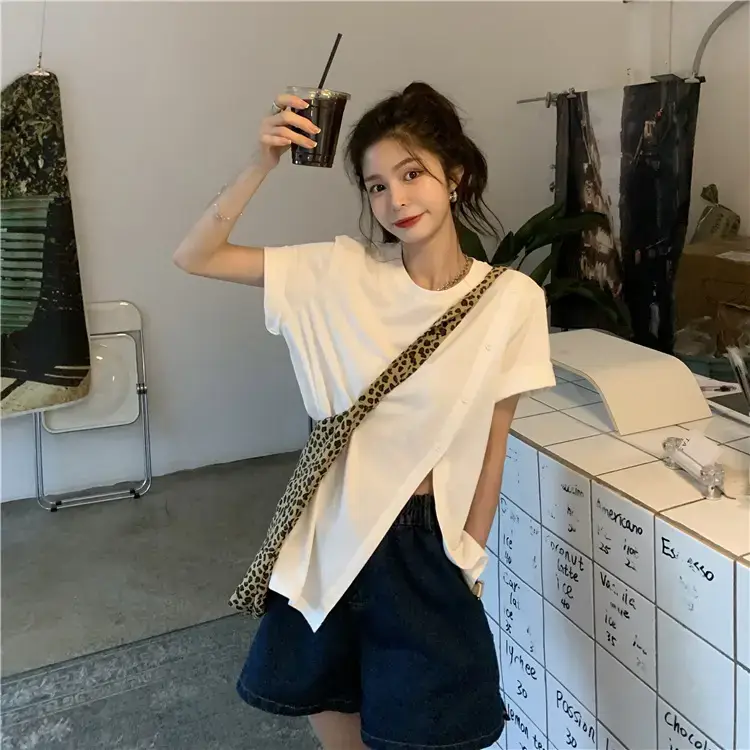 Women Slit T-Shirt Summer Loose Fit 2025 - Image 3