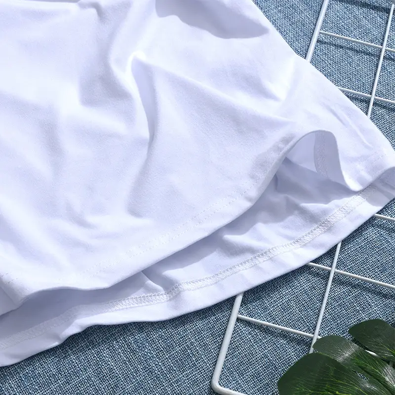 Men Women Summer White Plain T-Shirt - Image 6