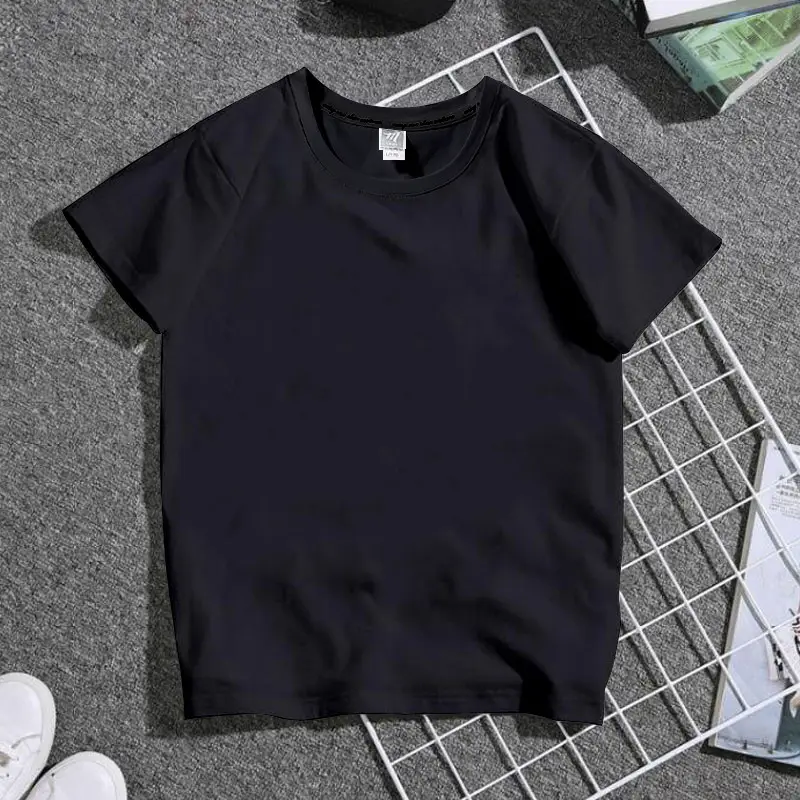 Men Women Summer White Plain T-Shirt - Image 3