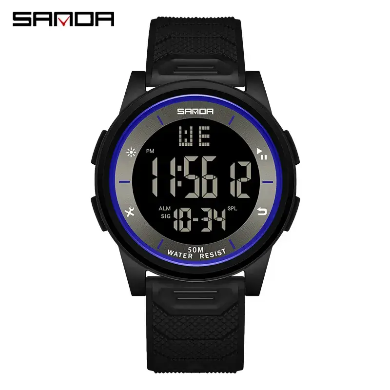 Sanda Digital Alarm Clock with Blue Silicone Band - Image 5