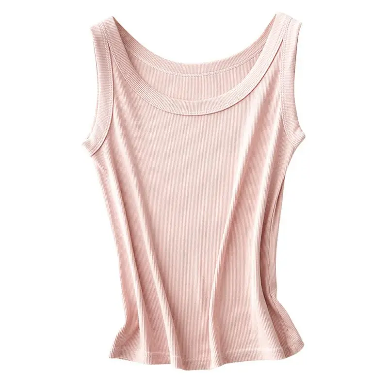 Women Cotton Vest I-Shaped Anti Exposure Round Neck Sleeveless - Image 15