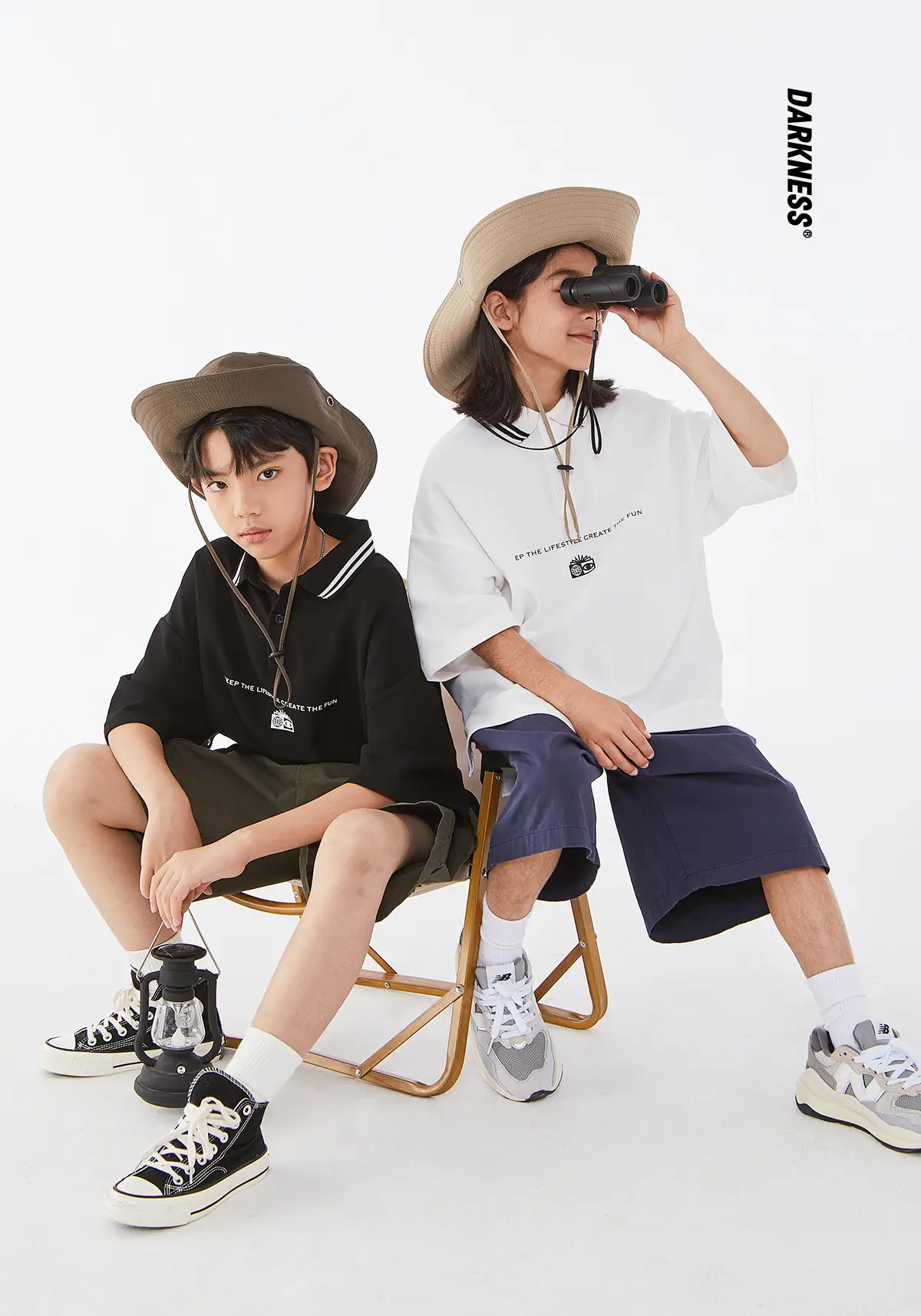 Kids Black Polo Shirt with White Trim — feature 2