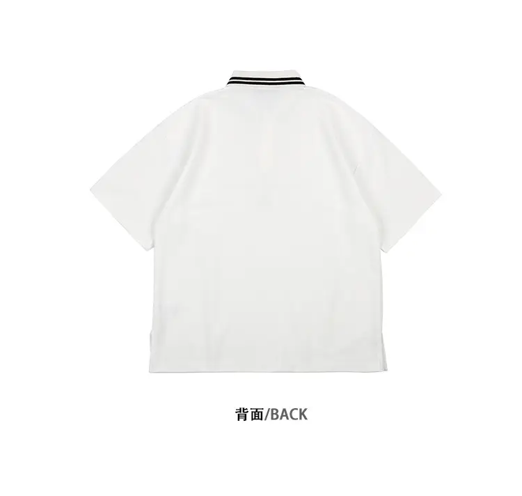 Kids Black Polo Shirt with White Trim — feature 23