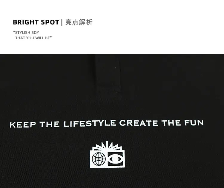 Kids Black Polo Shirt with White Trim — feature 5