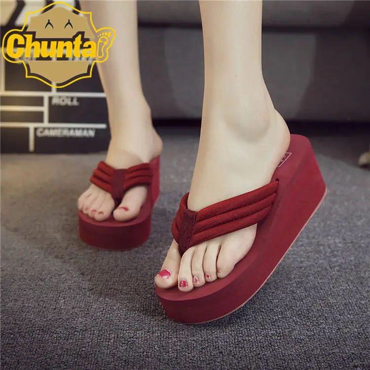 Black Thick Heel Women's Flip Flops Plus Size