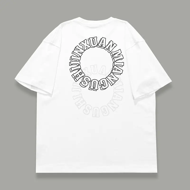 Men White Hip Hop Crewneck T-Shirt 300g Cotton - Image 5