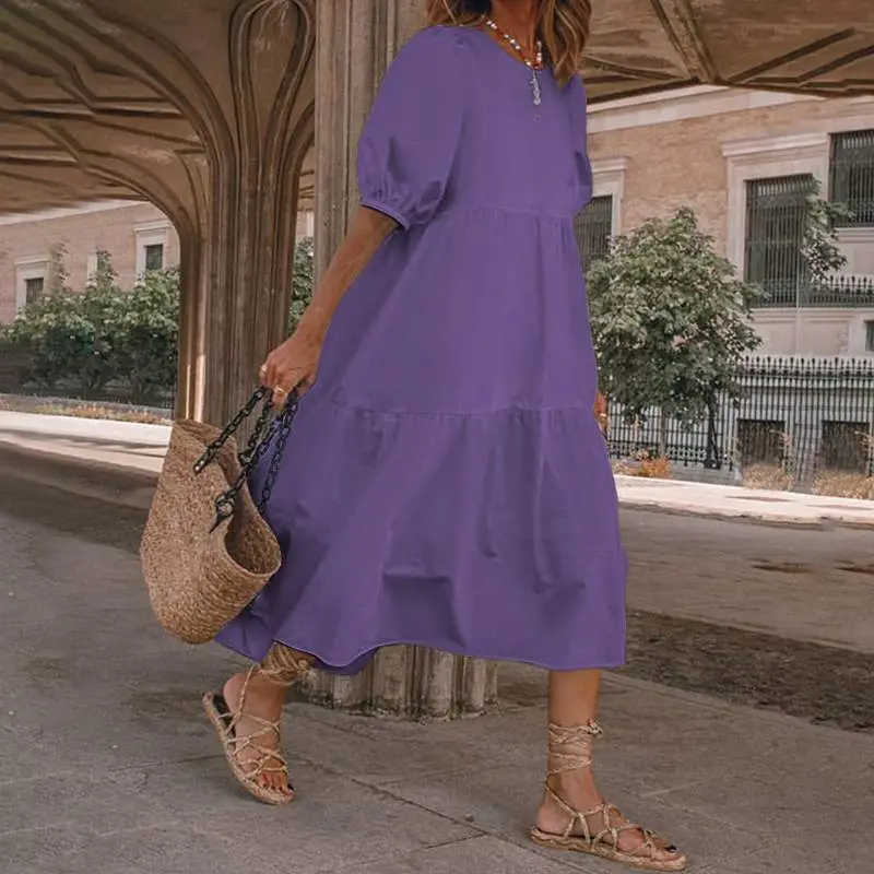 Blue Tiered Sundress Women's Casual Summer Wear - Image 12