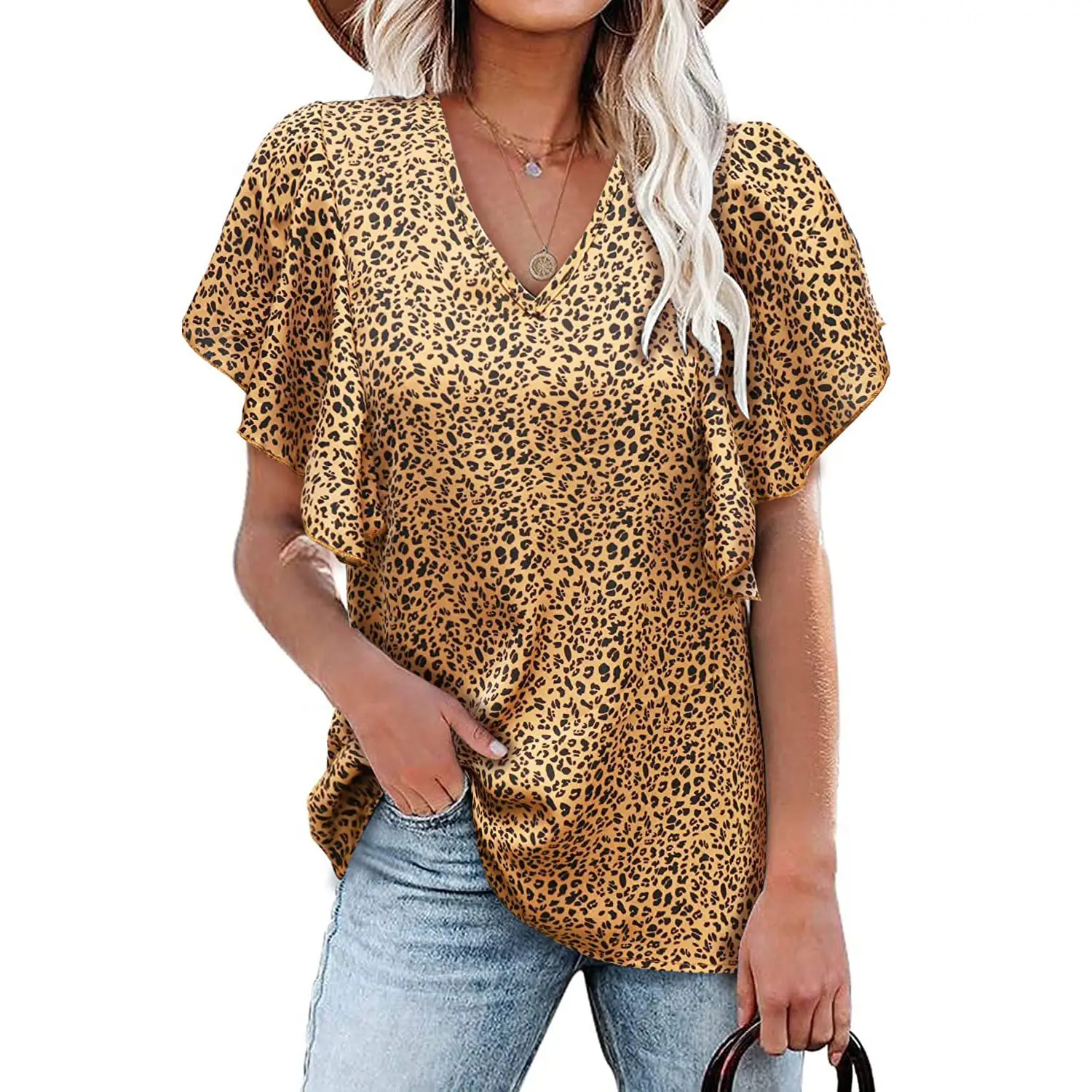 European American Summer Women V Neck Floral Pleated Top - Image 11