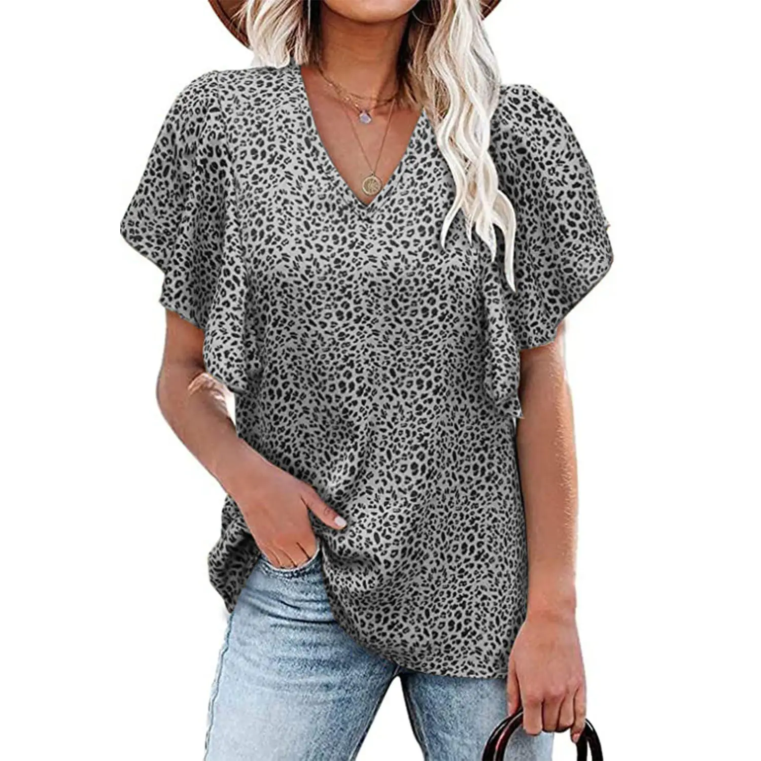 European American Summer Women V Neck Floral Pleated Top - Image 5