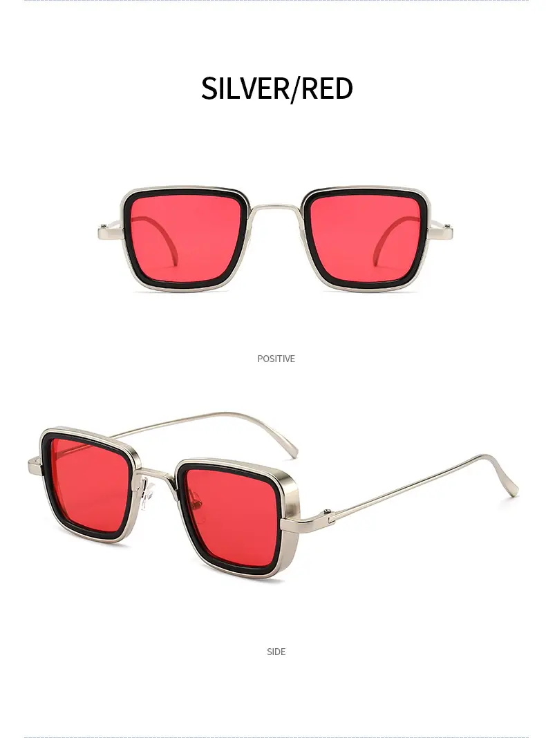 Men's Red Sunglasses Metal Steampunk Design β feature 20