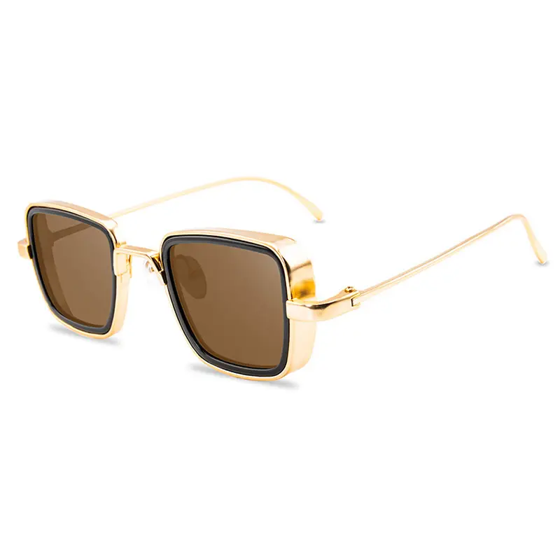 Men's Red Sunglasses Metal Steampunk Design - Image 2