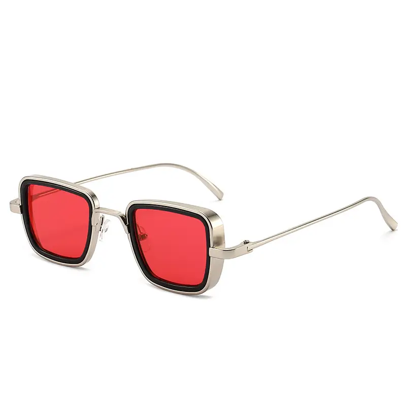 Men's Red Sunglasses Metal Steampunk Design - Image 5