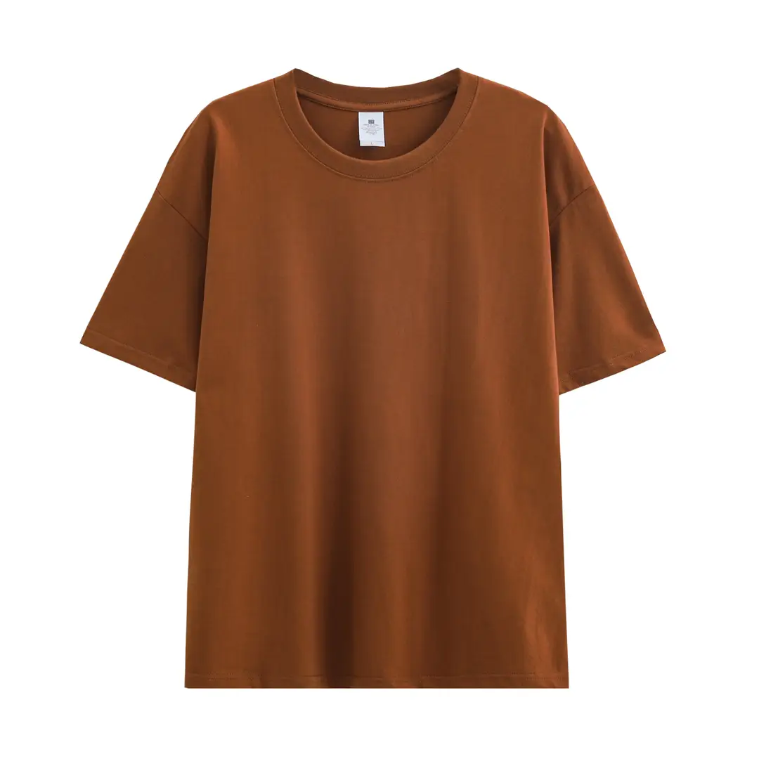 Trendy brand heavyweight 230g cotton shoulder short sleeve T-shirt women's spring and summer New loose couples half sleeve base shirt wholesale - Image 14