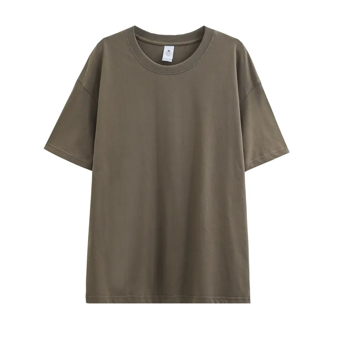 Trendy brand heavyweight 230g cotton shoulder short sleeve T-shirt women's spring and summer New loose couples half sleeve base shirt wholesale - Image 15