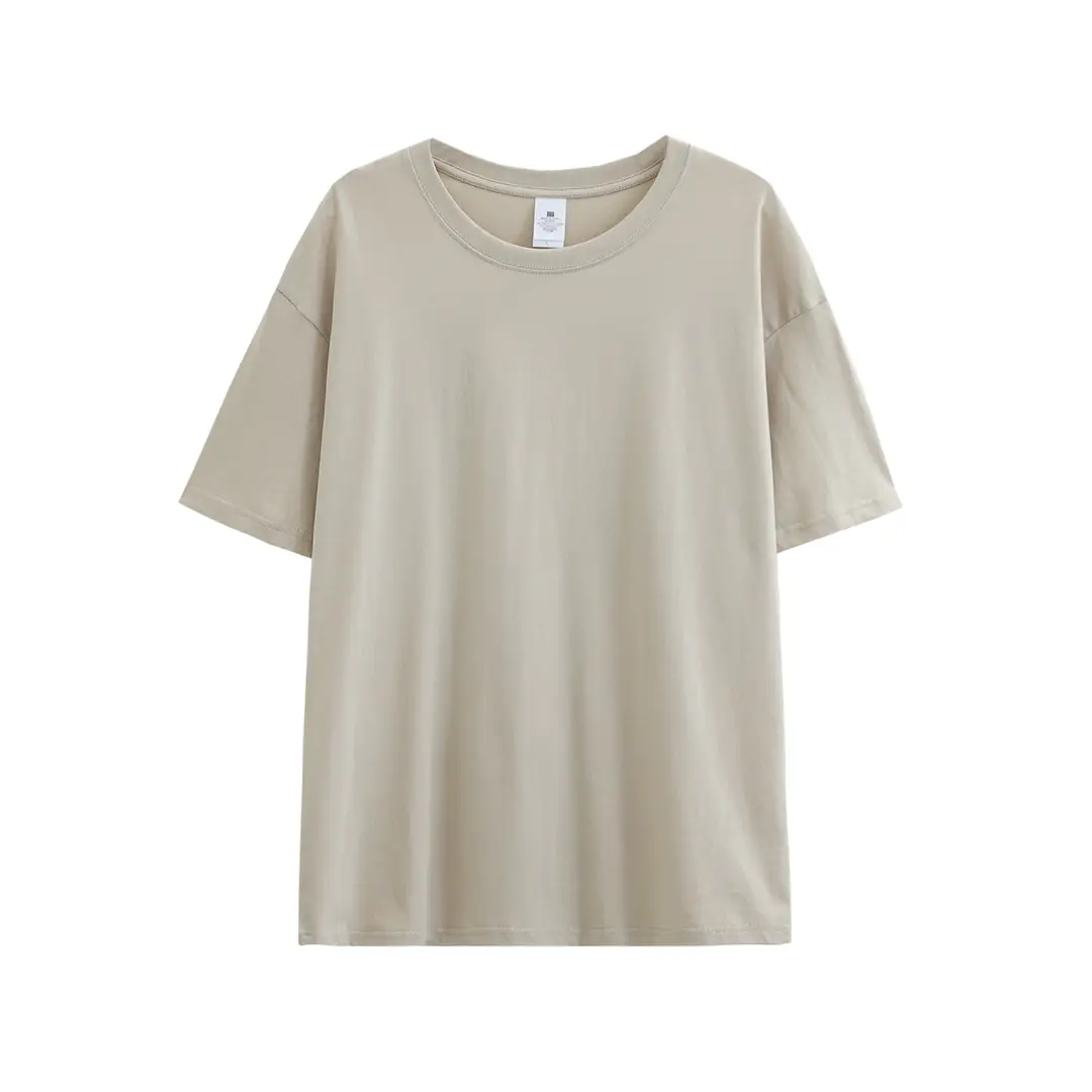 Trendy brand heavyweight 230g cotton shoulder short sleeve T-shirt women's spring and summer New loose couples half sleeve base shirt wholesale - Image 18