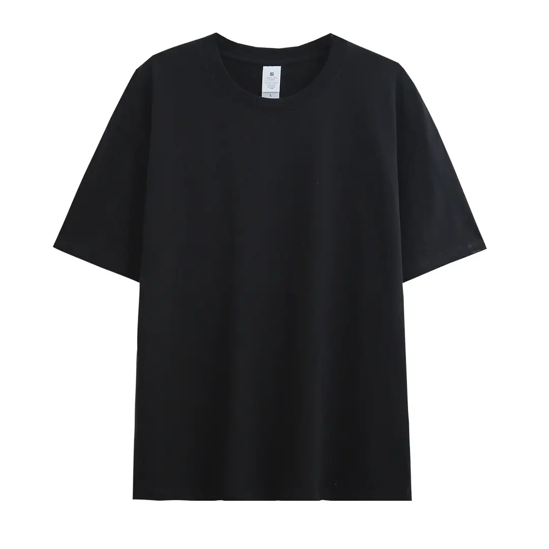 Trendy brand heavyweight 230g cotton shoulder short sleeve T-shirt women's spring and summer New loose couples half sleeve base shirt wholesale - Image 5