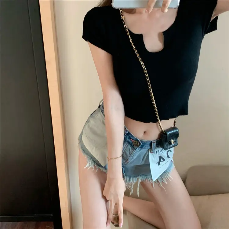 Women's Summer T-Shirt Brown Slim Fit Short Sleeve