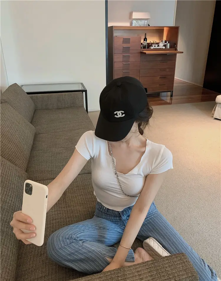 Women's Summer T-Shirt Brown Slim Fit Short Sleeve — feature 17