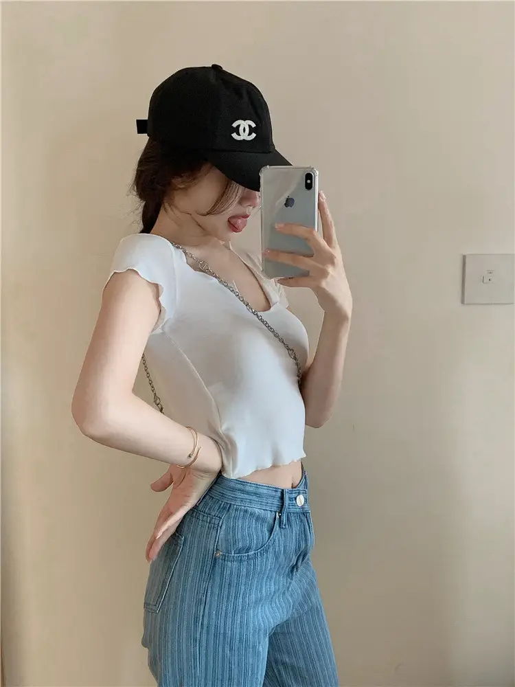 Women's Summer T-Shirt Brown Slim Fit Short Sleeve — feature 18