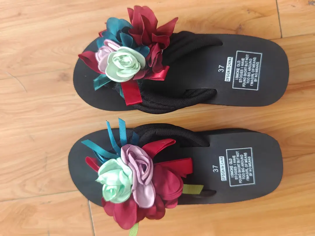 Wedge Thick-soled Flip-flops Women's Summer Outwear Fashionable Non-slip Muffin Beach Shoes Flower Seaside High-heeled Sandals - Image 7