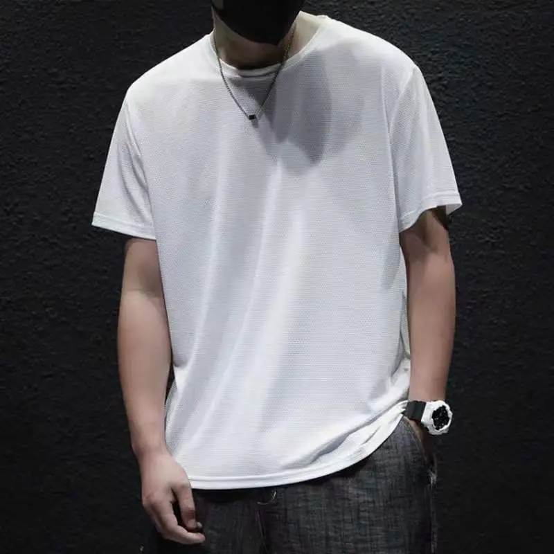 Men Ice Silk Mesh T-Shirt Grey Black 2-Pack - Image 11