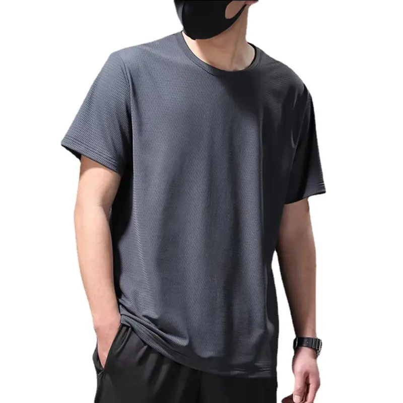 Men Ice Silk Mesh T-Shirt Grey Black 2-Pack - Image 18
