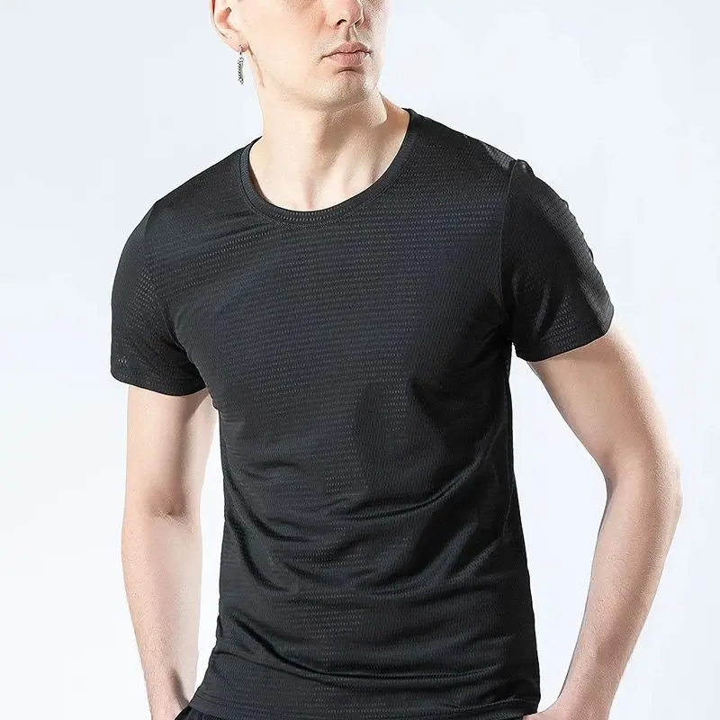 Men Ice Silk Mesh T-Shirt Grey Black 2-Pack - Image 12