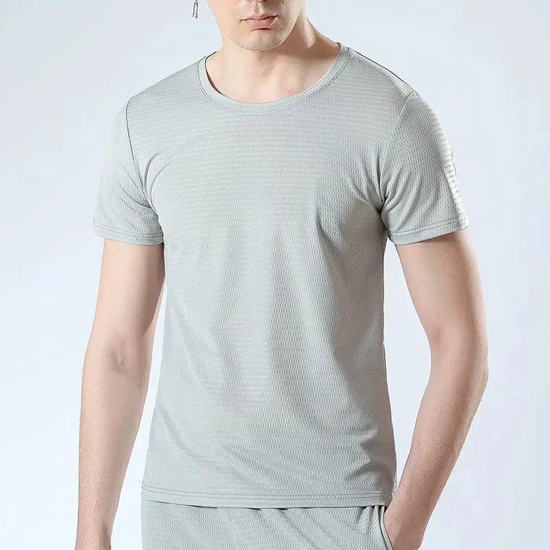 Men Ice Silk Mesh T-Shirt Grey Black 2-Pack - Image 13