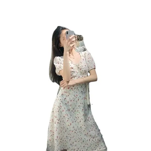 Floral Puff Sleeve Dress Fat Waist Large A-Line