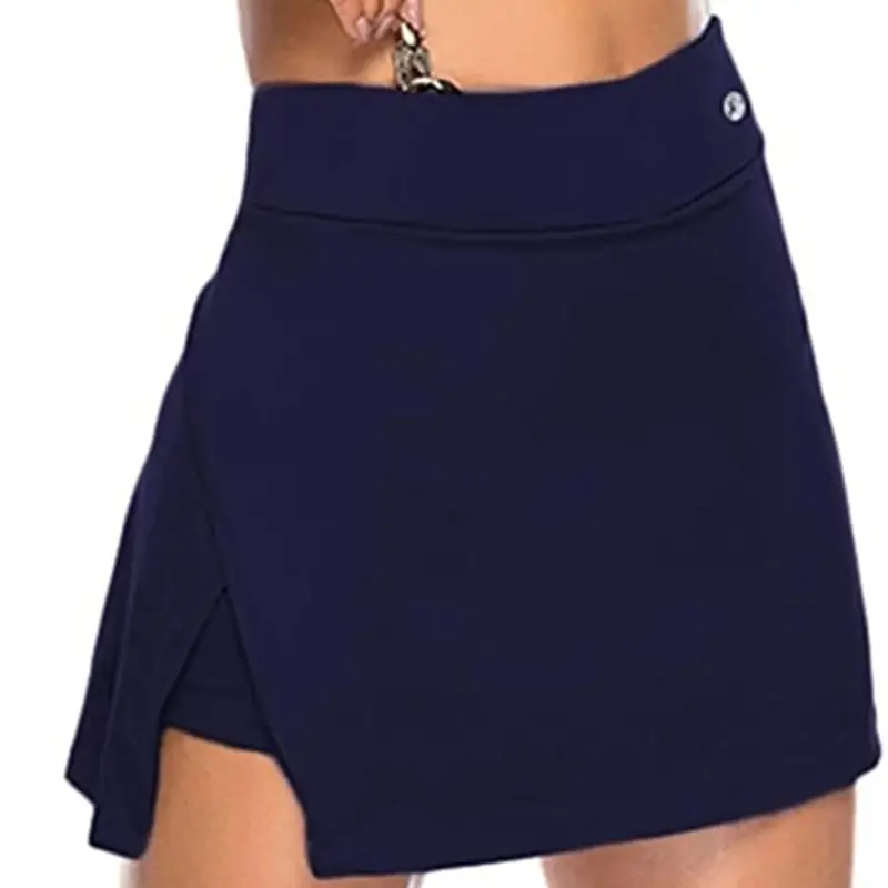 Women's Black High Waist Elastic Skirt with Slit - Image 6