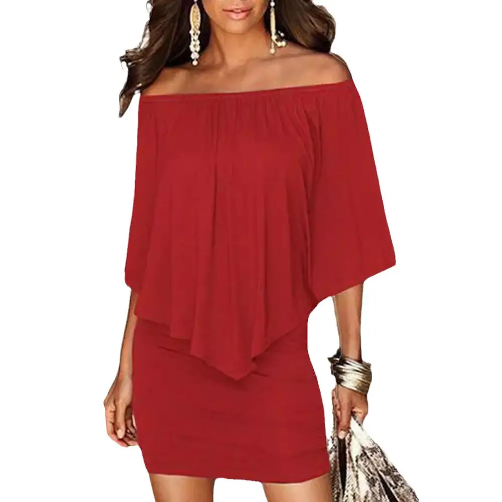 Women's Navy Blue Off-Shoulder Pleated Mini Dress - Image 15