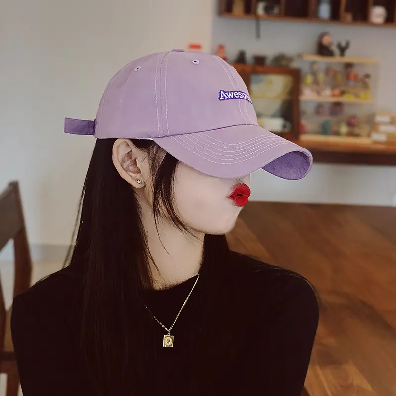 Women Korean Style Purple Baseball Cap Face-Slimming - Image 6