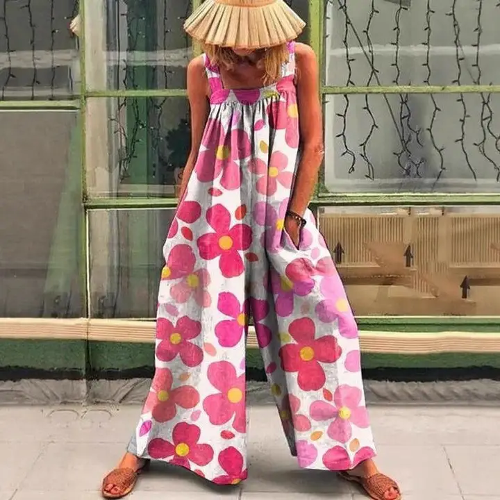 2024 Summer Printed Wide Leg Jumpsuit for Women - Image 7