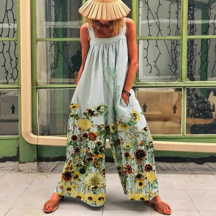 2024 Summer Printed Wide Leg Jumpsuit for Women - Image 8