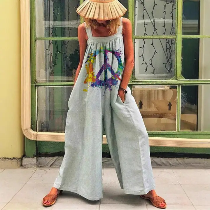 2024 Summer Printed Wide Leg Jumpsuit for Women - Image 9