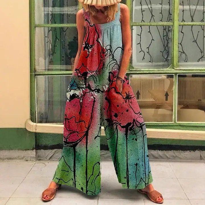 2024 Summer Printed Wide Leg Jumpsuit for Women - Image 10