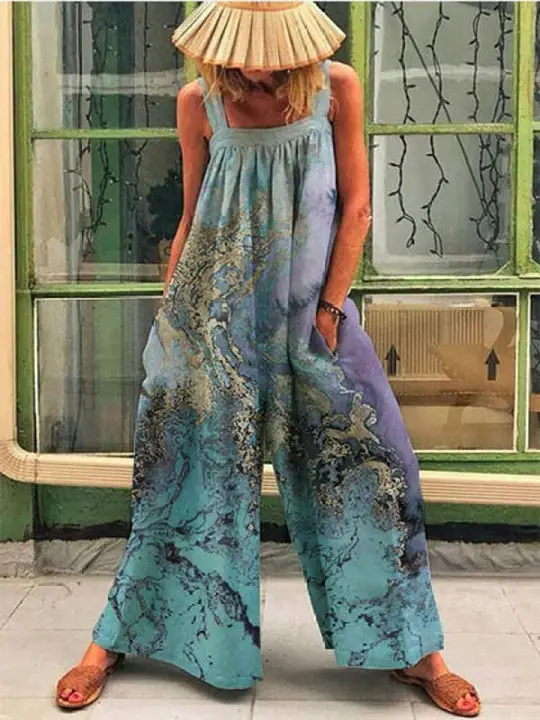 2024 Summer Printed Wide Leg Jumpsuit for Women - Image 2