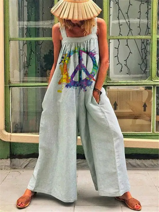 2024 Summer Printed Wide Leg Jumpsuit for Women - Image 4