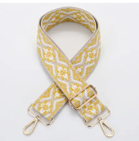 Women's Yellow Patterned Wide Shoulder Strap Bag - Image 11