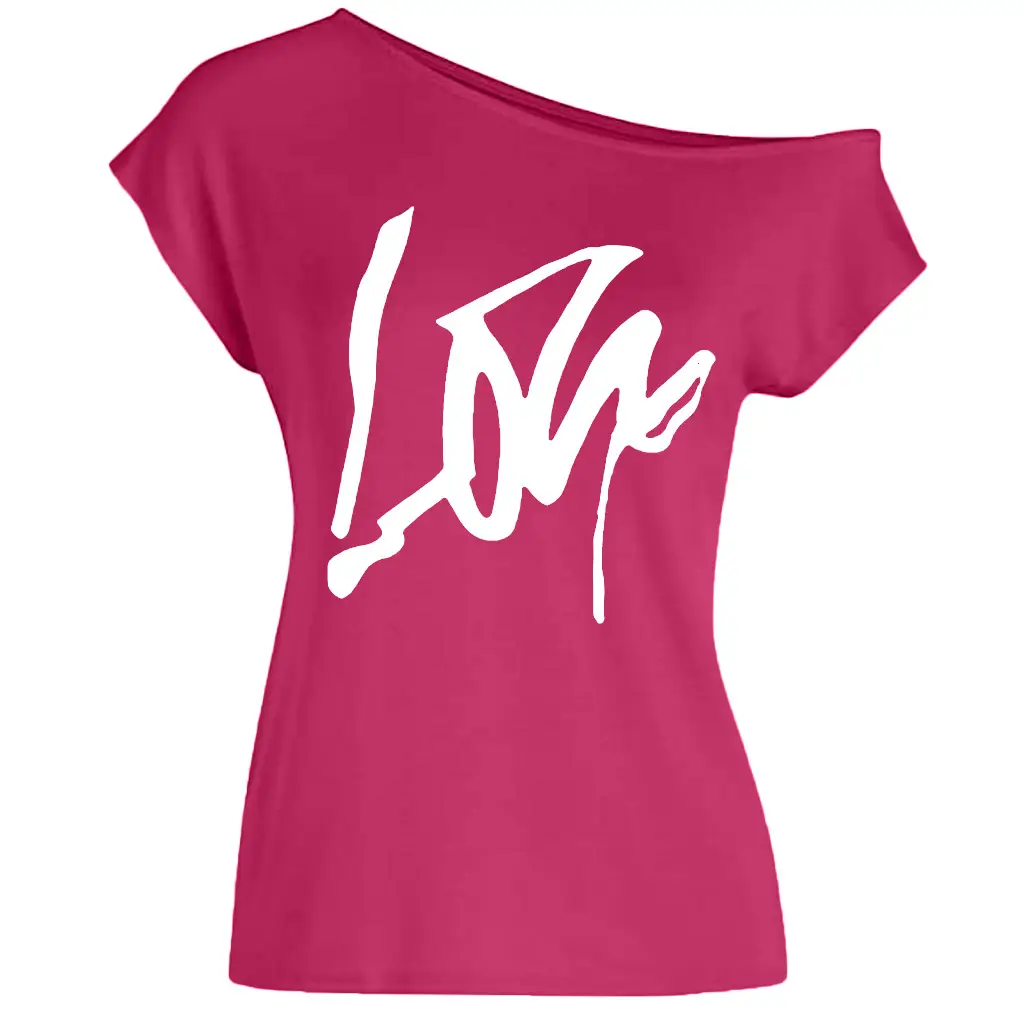 Black Love Letter Off-Shoulder T-Shirt Women