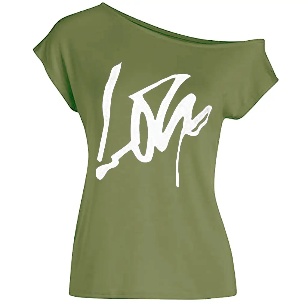 Black Love Letter Off-Shoulder T-Shirt Women