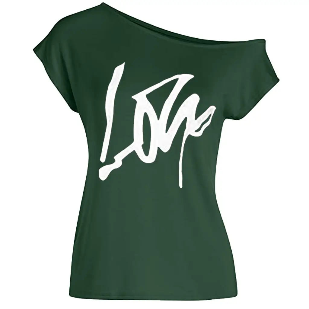 Black Love Letter Off-Shoulder T-Shirt Women