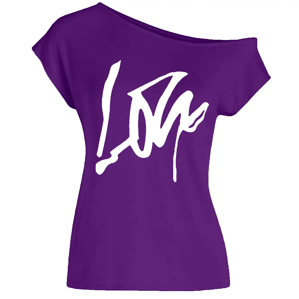 Black Love Letter Off-Shoulder T-Shirt Women