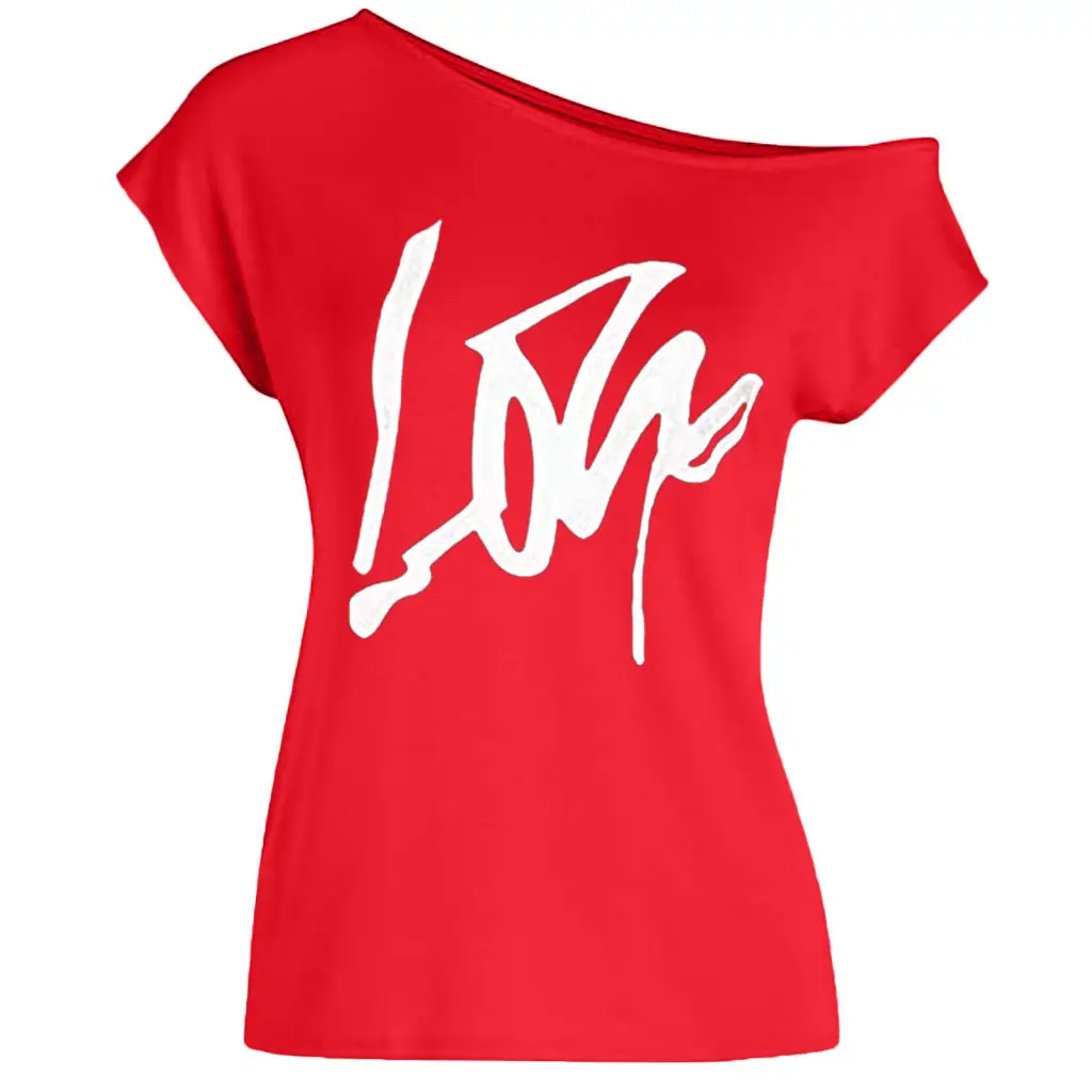 Black Love Letter Off-Shoulder T-Shirt Women