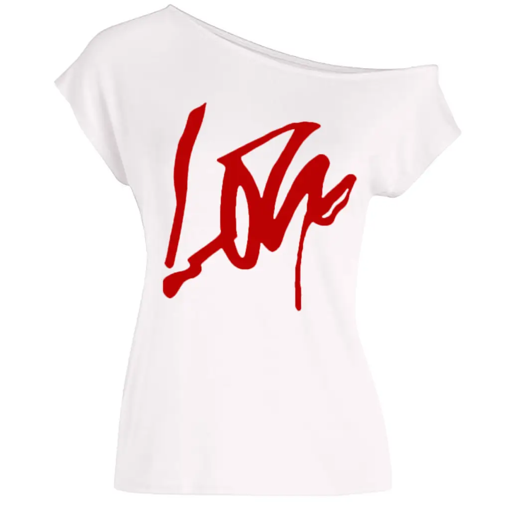 Black Love Letter Off-Shoulder T-Shirt Women