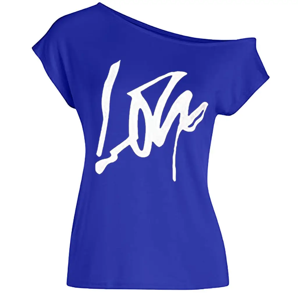 Black Love Letter Off-Shoulder T-Shirt Women