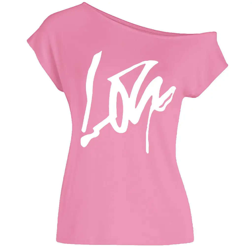 Black Love Letter Off-Shoulder T-Shirt Women