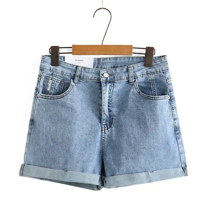 Women High Waist Slimming Denim Shorts Large - Image 3