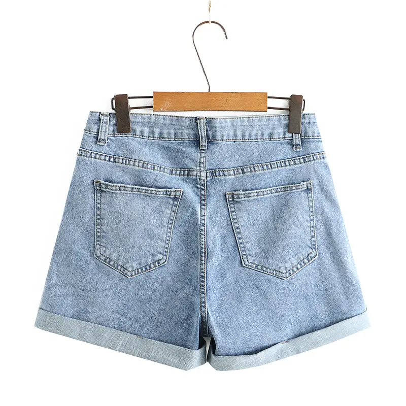 Women High Waist Slimming Denim Shorts Large - Image 5