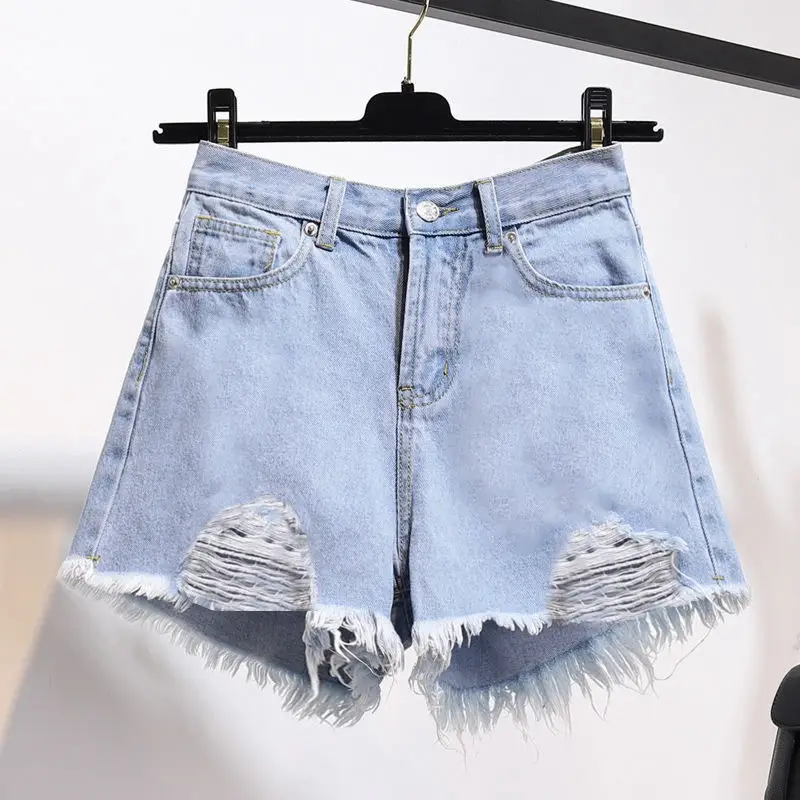 White Burr Edge High Waist Denim Shorts - Image 3